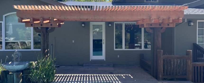 Wooden Pergola With Pressure Washer For Maintenance