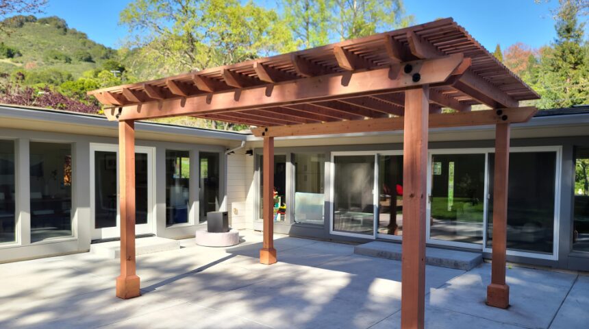 Stained Wooden Pergola To Prevent Weather Damage